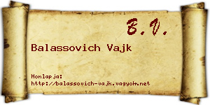 Balassovich Vajk névjegykártya